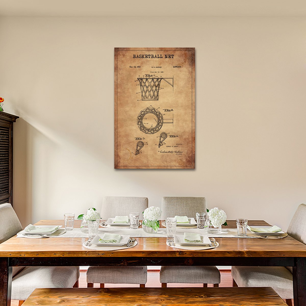 Basketball Net Patent Canvas Wall Art