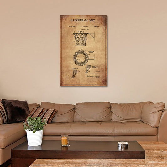 Basketball Net Patent Canvas Wall Art