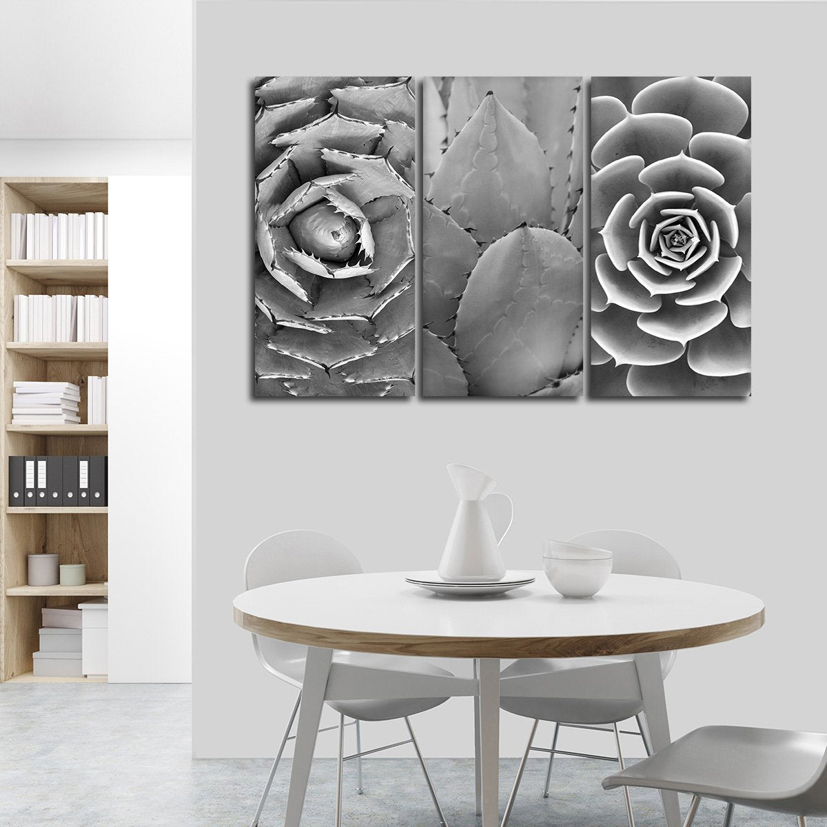 Beautiful Cacti BW Canvas Set Wall Art