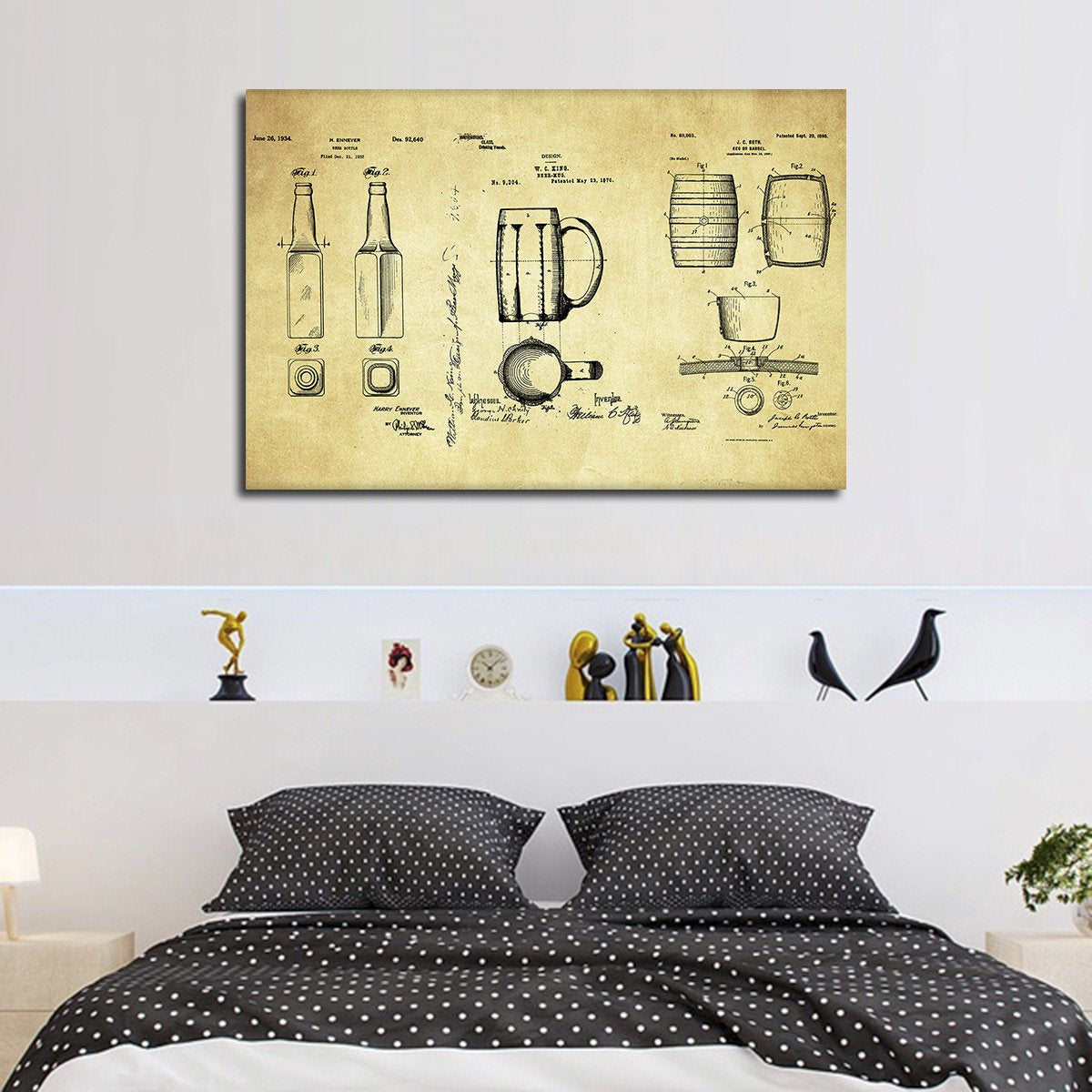 Beer Patent Compilation Multi Panel Canvas Wall Art
