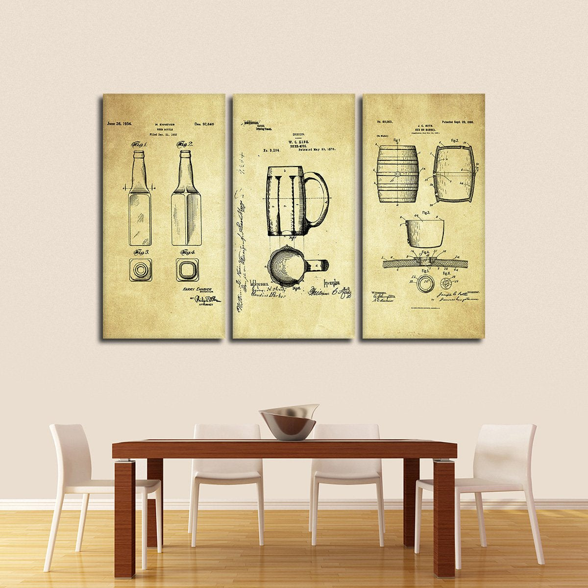 Beer Patent Compilation Multi Panel Canvas Wall Art