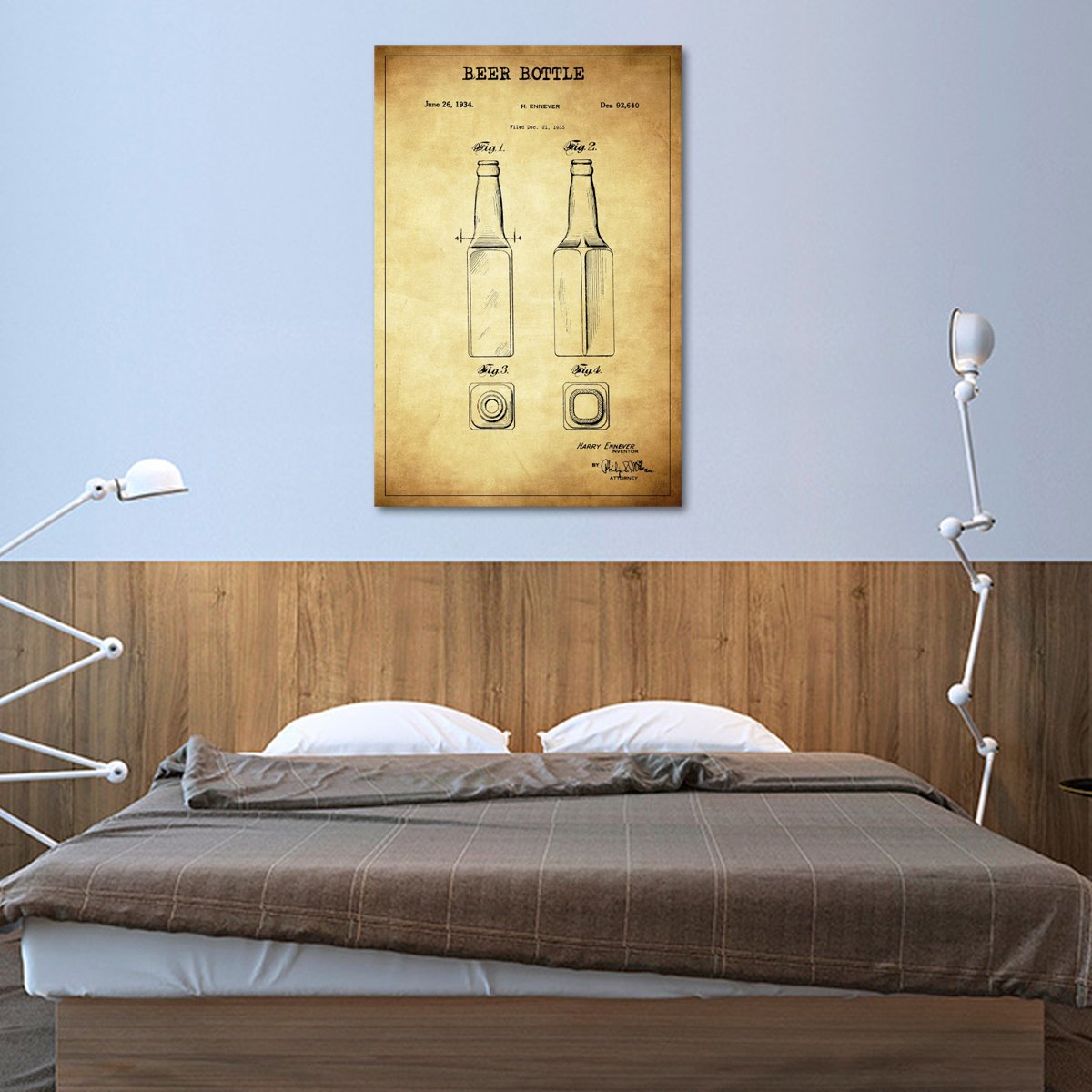 Beer Bottle Patent Canvas Wall Art