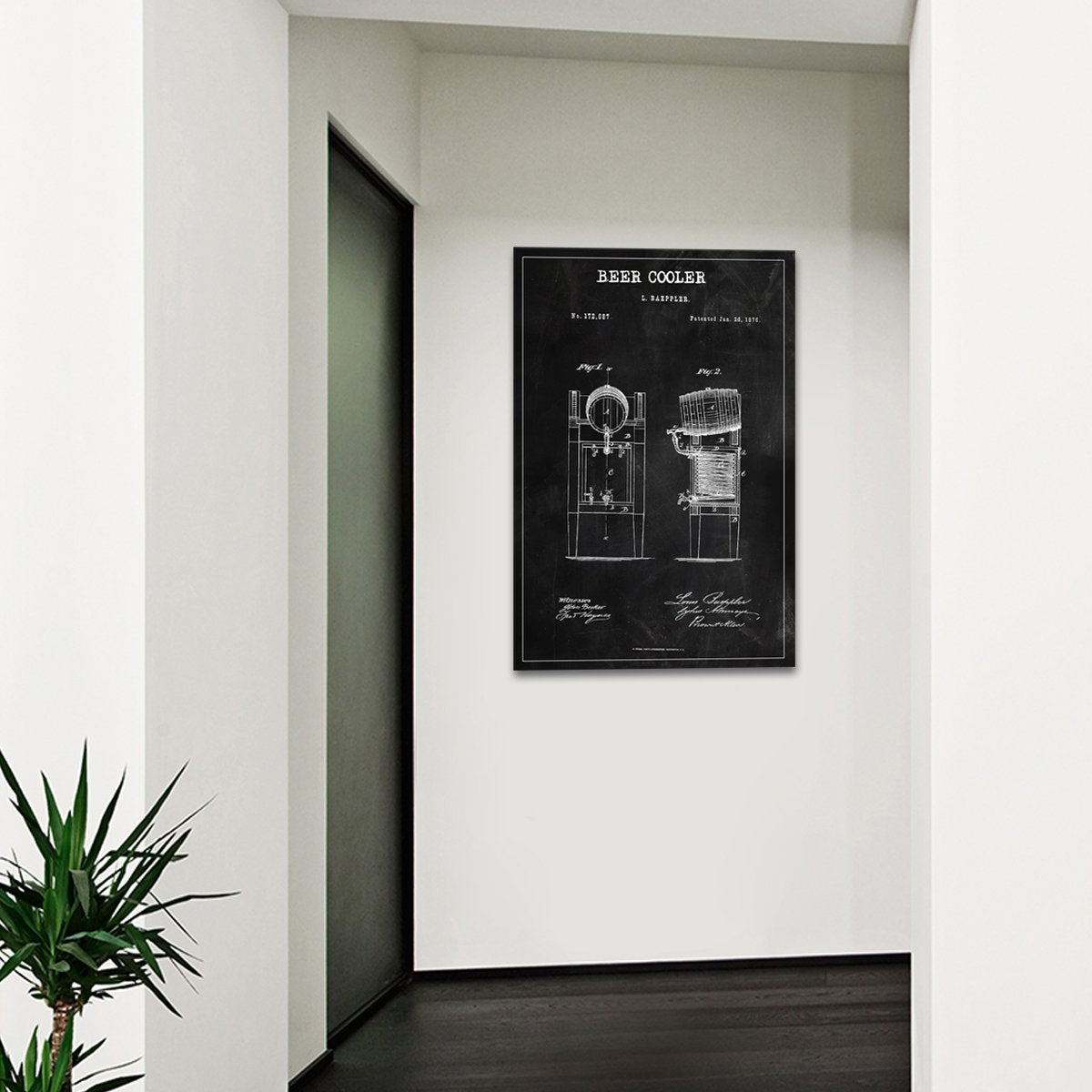 Beer Cooler Patent BW Canvas Wall Art
