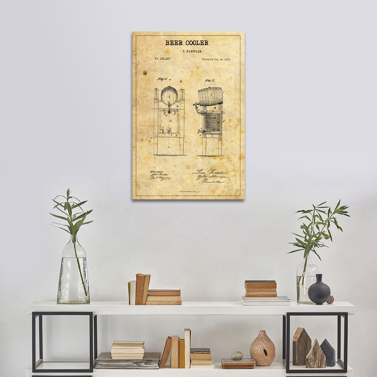 Beer Cooler Patent Canvas Wall Art
