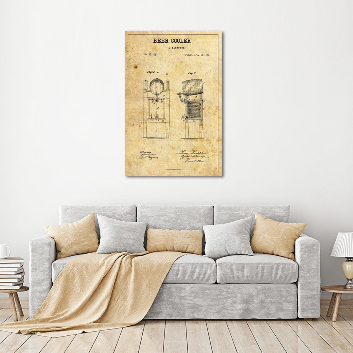 Beer Cooler Patent Canvas Wall Art