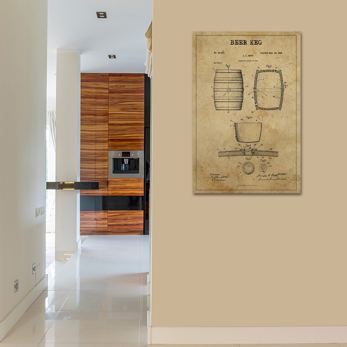 Beer Keg Patent Canvas Wall Art
