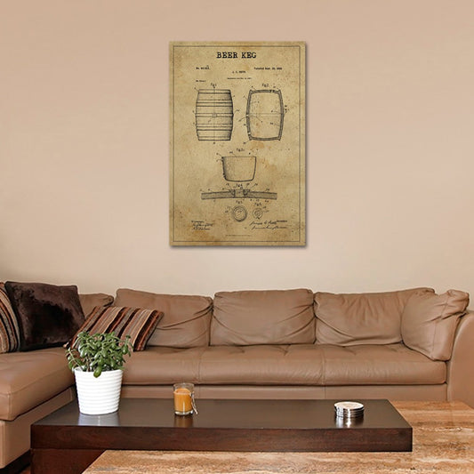 Beer Keg Patent Canvas Wall Art