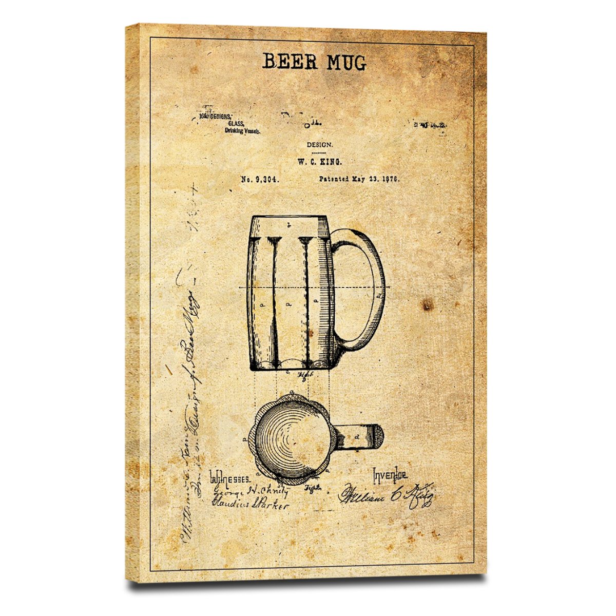 Beer Mug Patent Canvas Wall Art