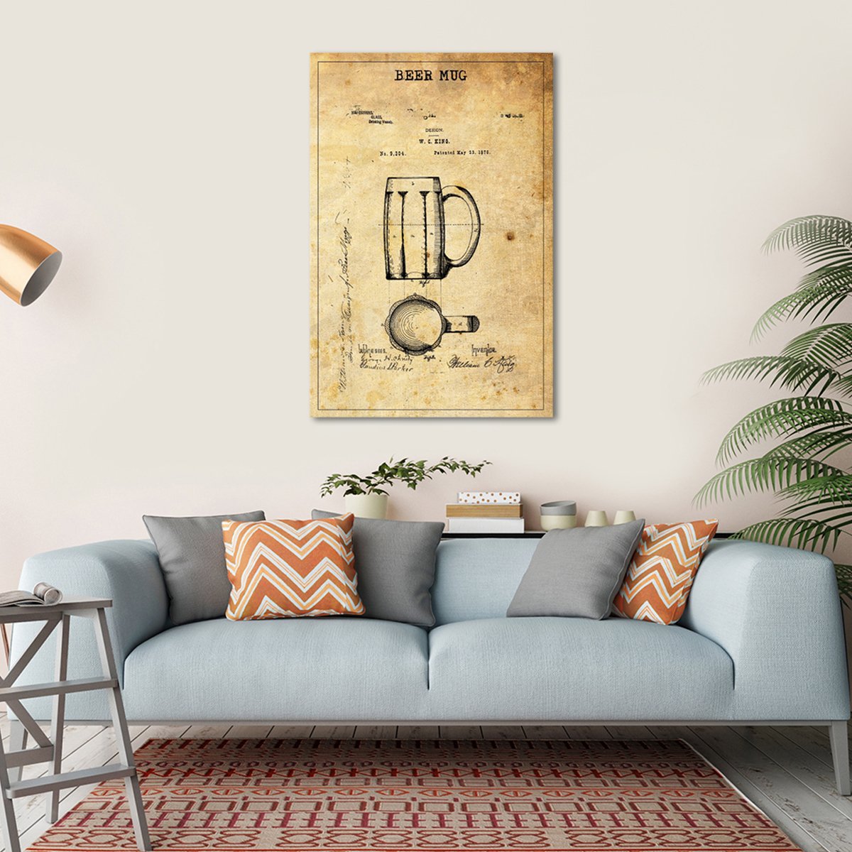 Beer Mug Patent Canvas Wall Art