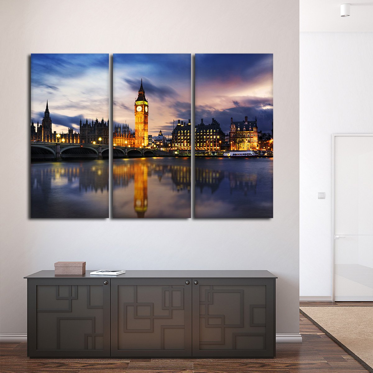 Big Ben At Dusk Multi Panel Canvas Wall Art