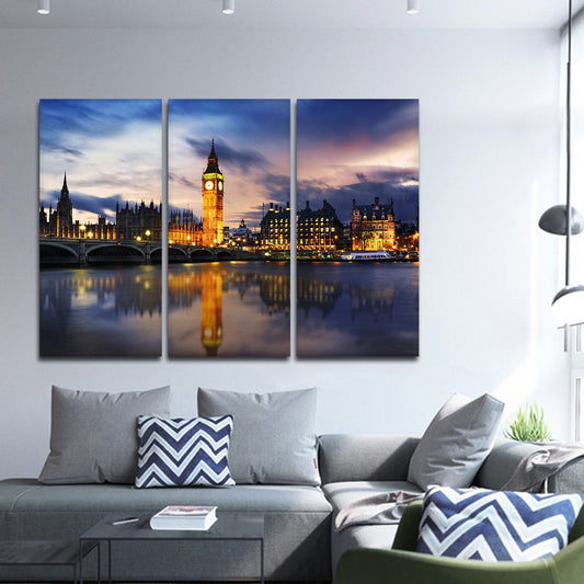 Big Ben At Dusk Multi Panel Canvas Wall Art