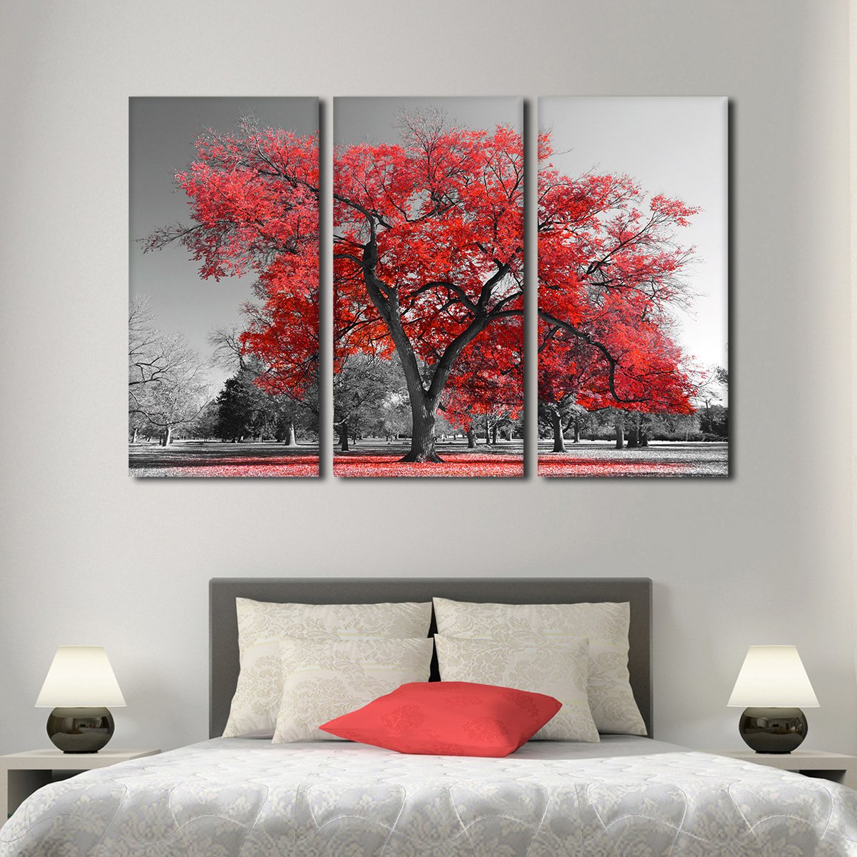 Big Red Tree Multi Panel Canvas Wall Art