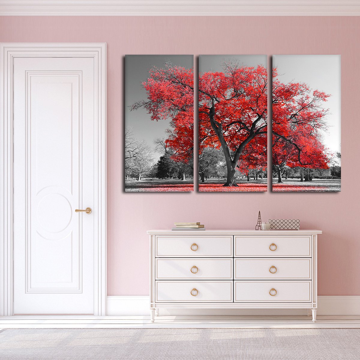 Big Red Tree Multi Panel Canvas Wall Art