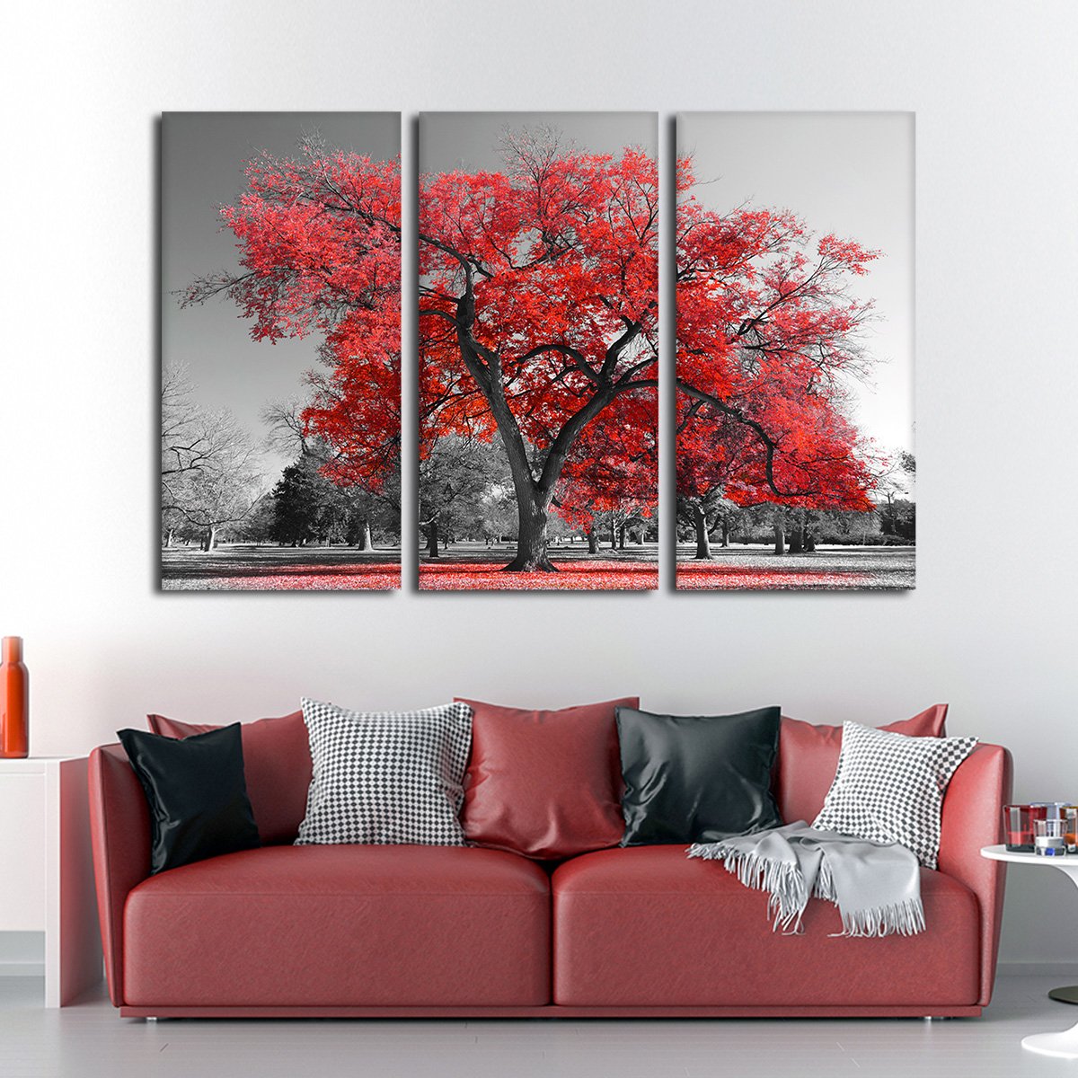 Big Red Tree Multi Panel Canvas Wall Art
