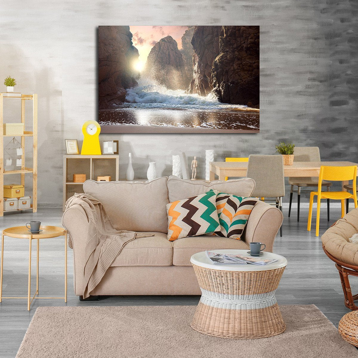 Big Rocks at Sunset Multi Panel Canvas Wall Art