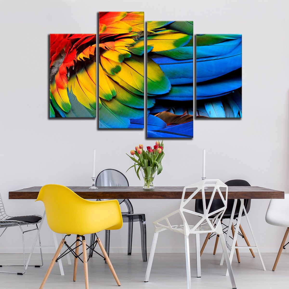 Bird Feathers Multi Panel Canvas Wall Art