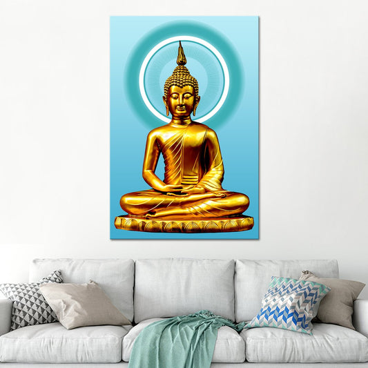 Turquoise Illuminated Buddha Canvas Wall Art