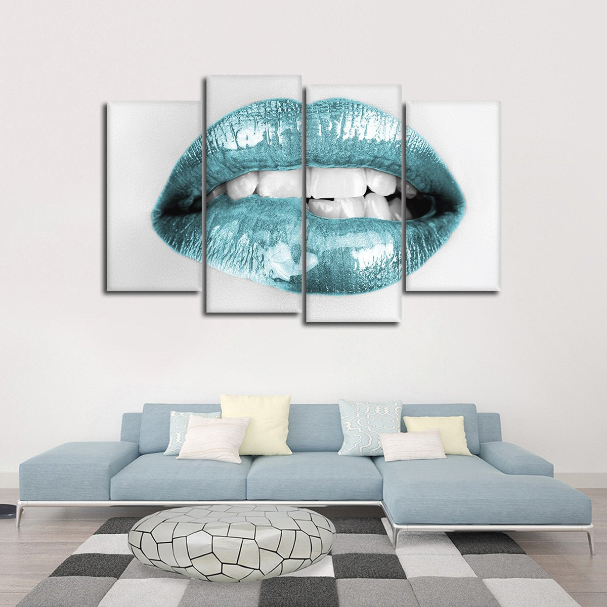 Blue Lips Multi Panel Canvas Wall Art