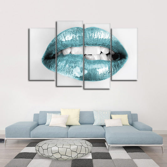 Blue Lips Multi Panel Canvas Wall Art
