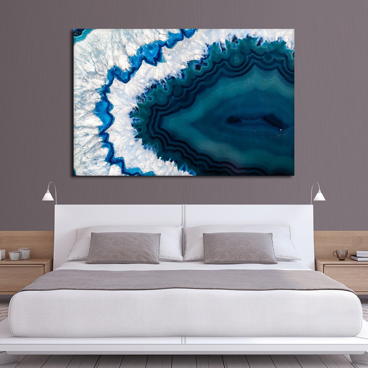 Blue Agate Crystal Multi Panel Canvas Wall Art