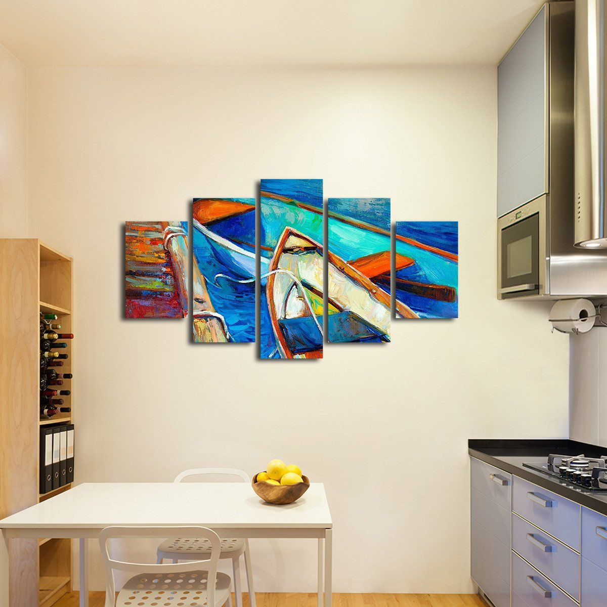 Boat At The Pier Multi Panel Canvas Wall Art