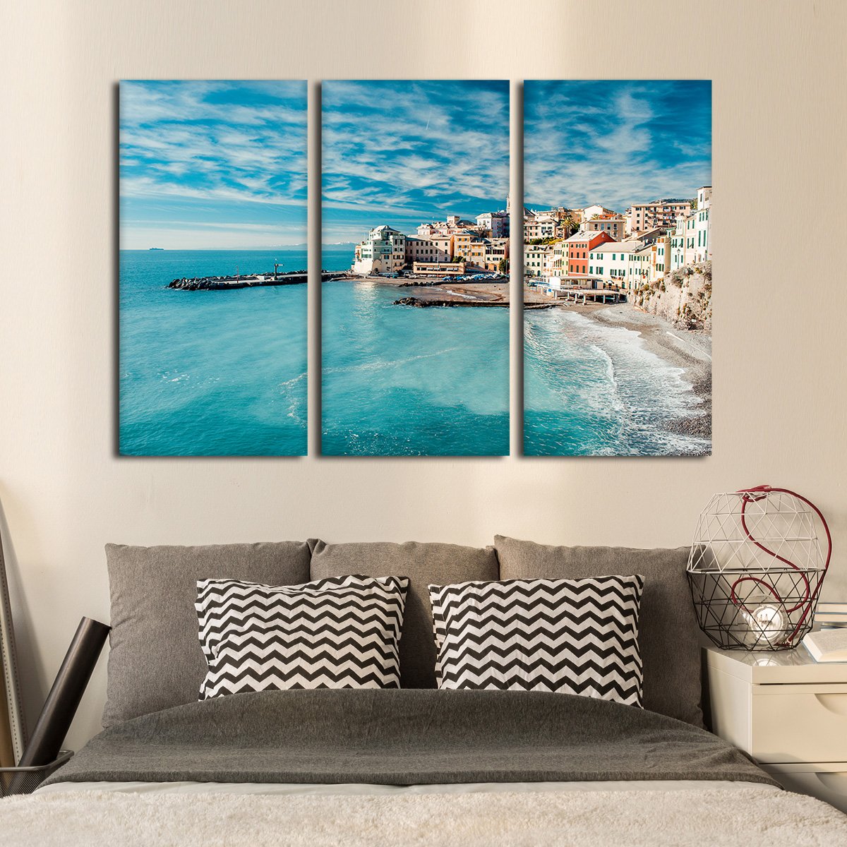 Bogliasco Fishing Village Multi Panel Canvas Wall Art