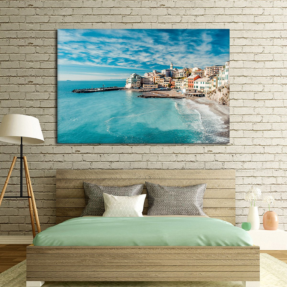 Bogliasco Fishing Village Multi Panel Canvas Wall Art