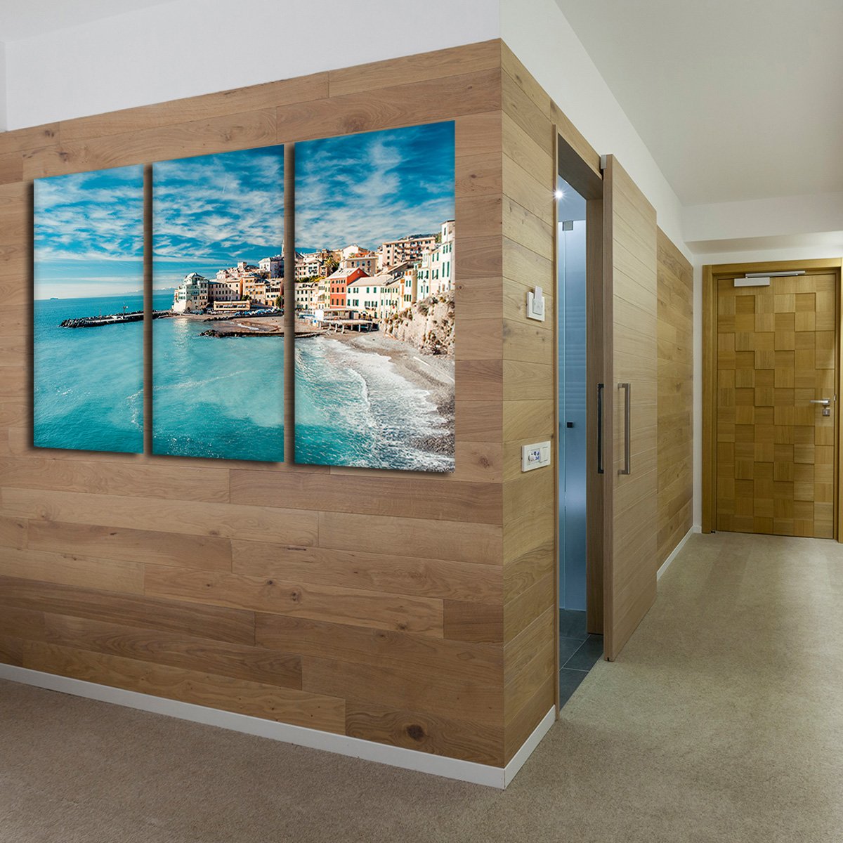 Bogliasco Fishing Village Multi Panel Canvas Wall Art