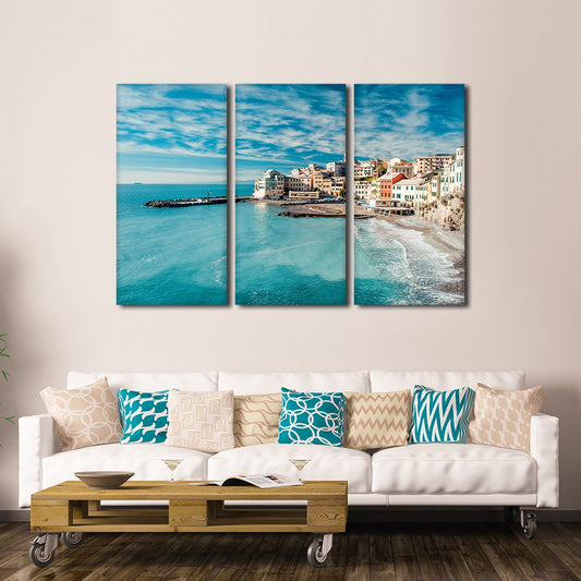 Bogliasco Fishing Village Multi Panel Canvas Wall Art