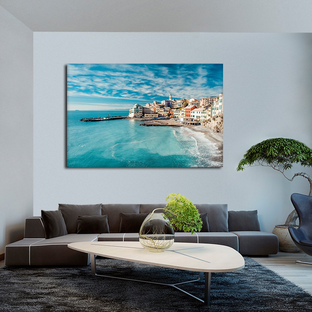 Bogliasco Fishing Village Multi Panel Canvas Wall Art