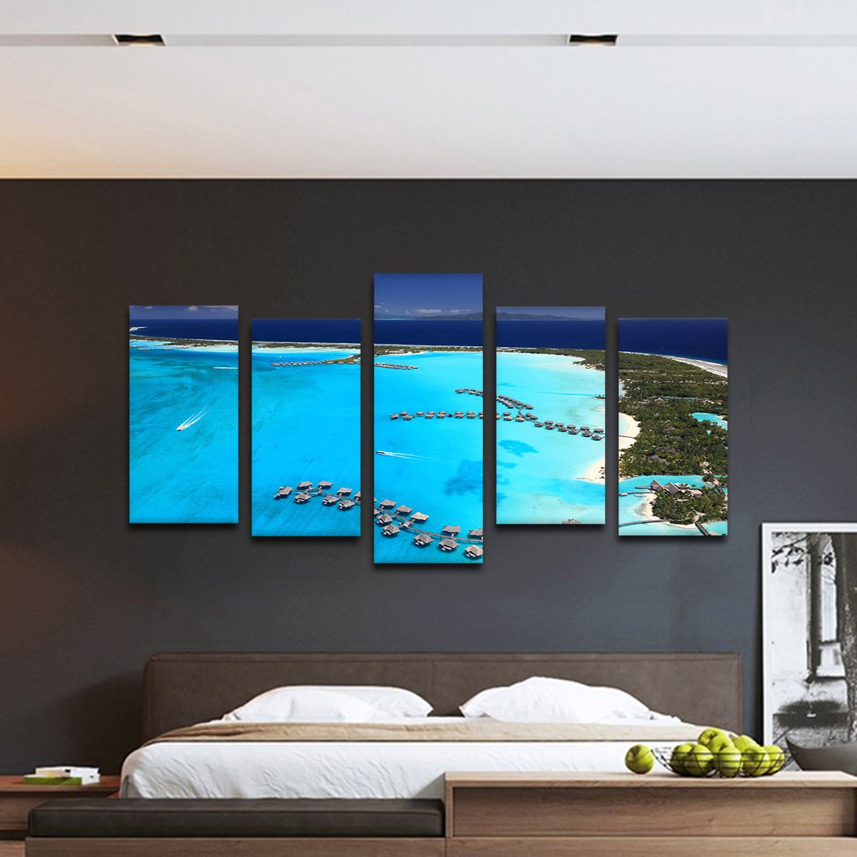Bora Bora Aerial View Multi Panel Canvas Wall Art