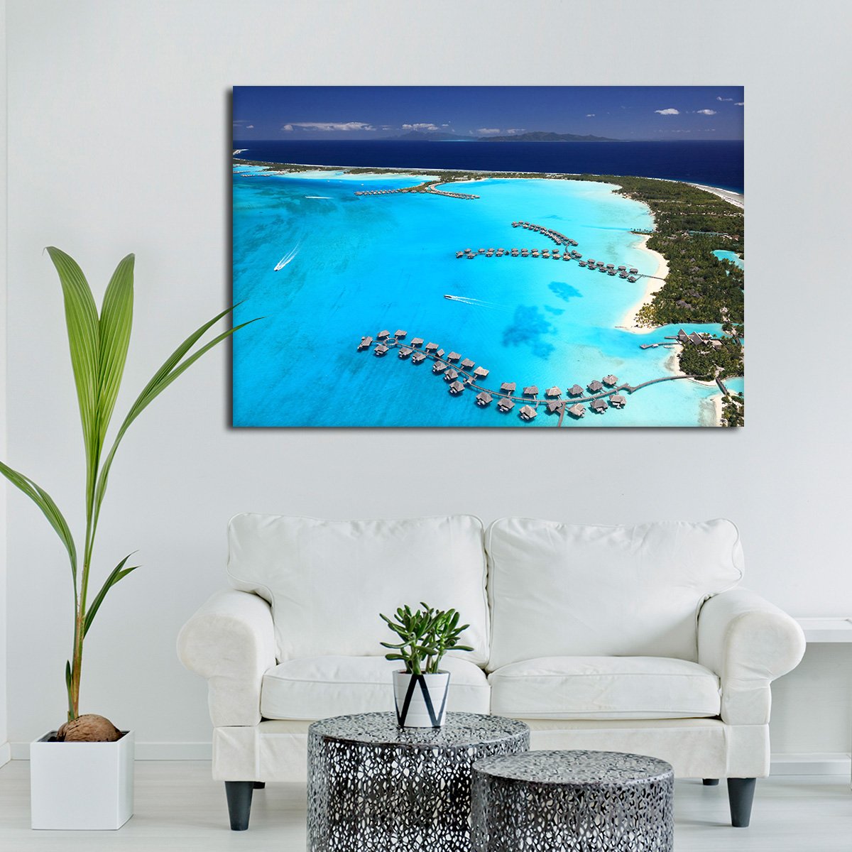 Bora Bora Aerial View Multi Panel Canvas Wall Art