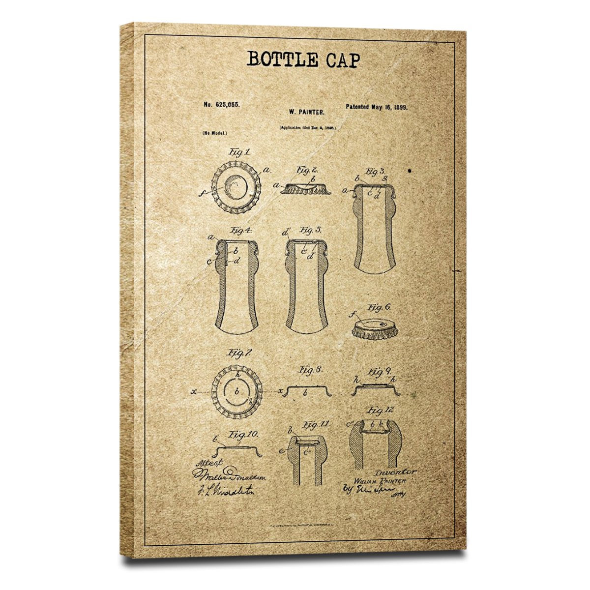 Bottle Cap Patent Canvas Wall Art