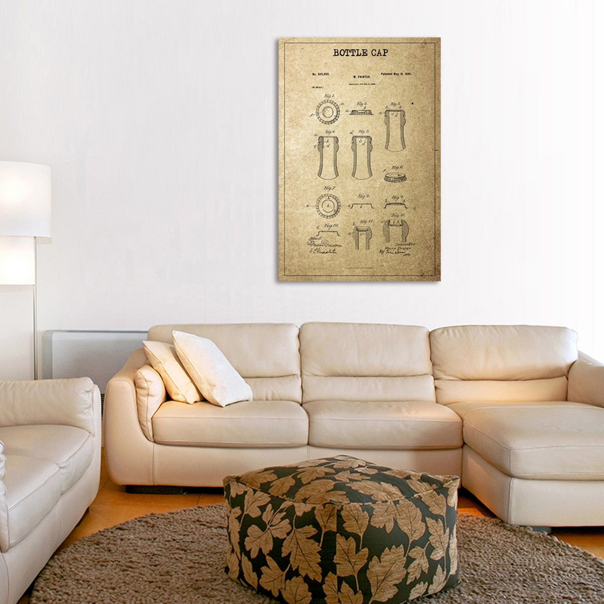 Bottle Cap Patent Canvas Wall Art