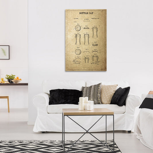 Bottle Cap Patent Canvas Wall Art
