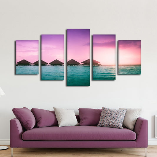 Breathtaking Bungalows Multi Panel Canvas Wall Art