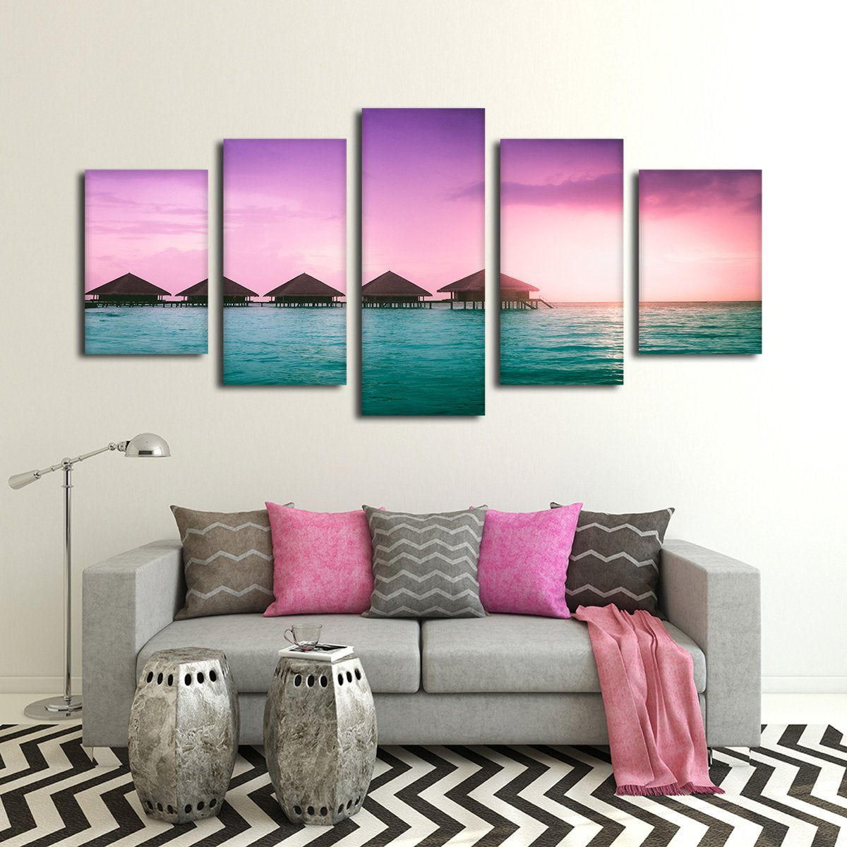 Breathtaking Bungalows Multi Panel Canvas Wall Art