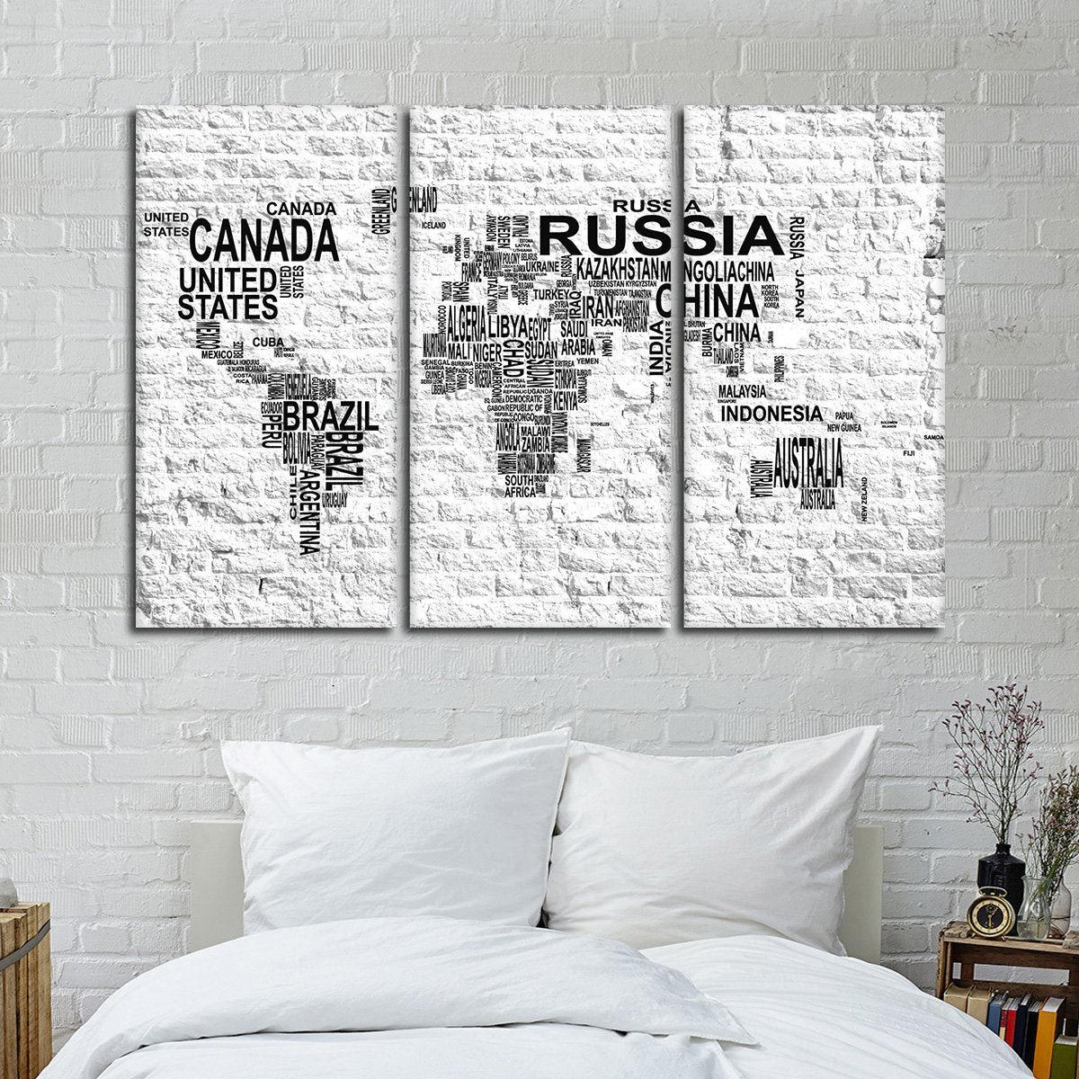 Brick Typography Map Multi Panel Canvas Wall Art