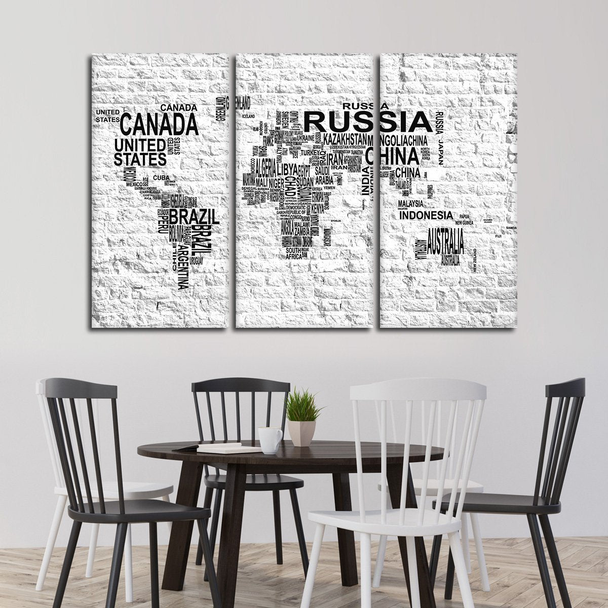 Brick Typography Map Multi Panel Canvas Wall Art