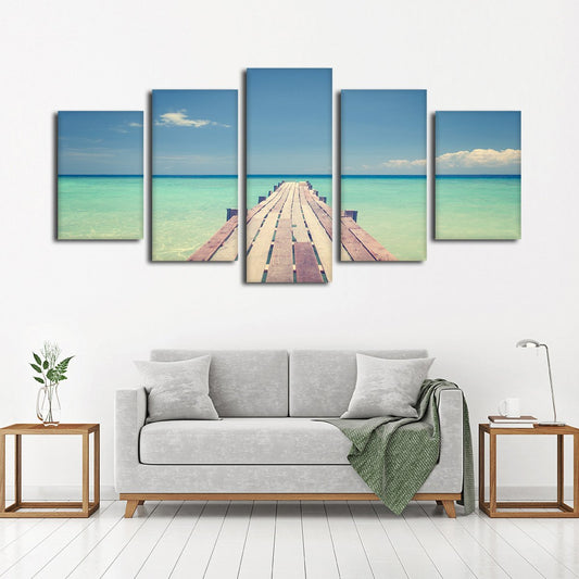 Bridge To The Sea Multi Panel Canvas Wall Art