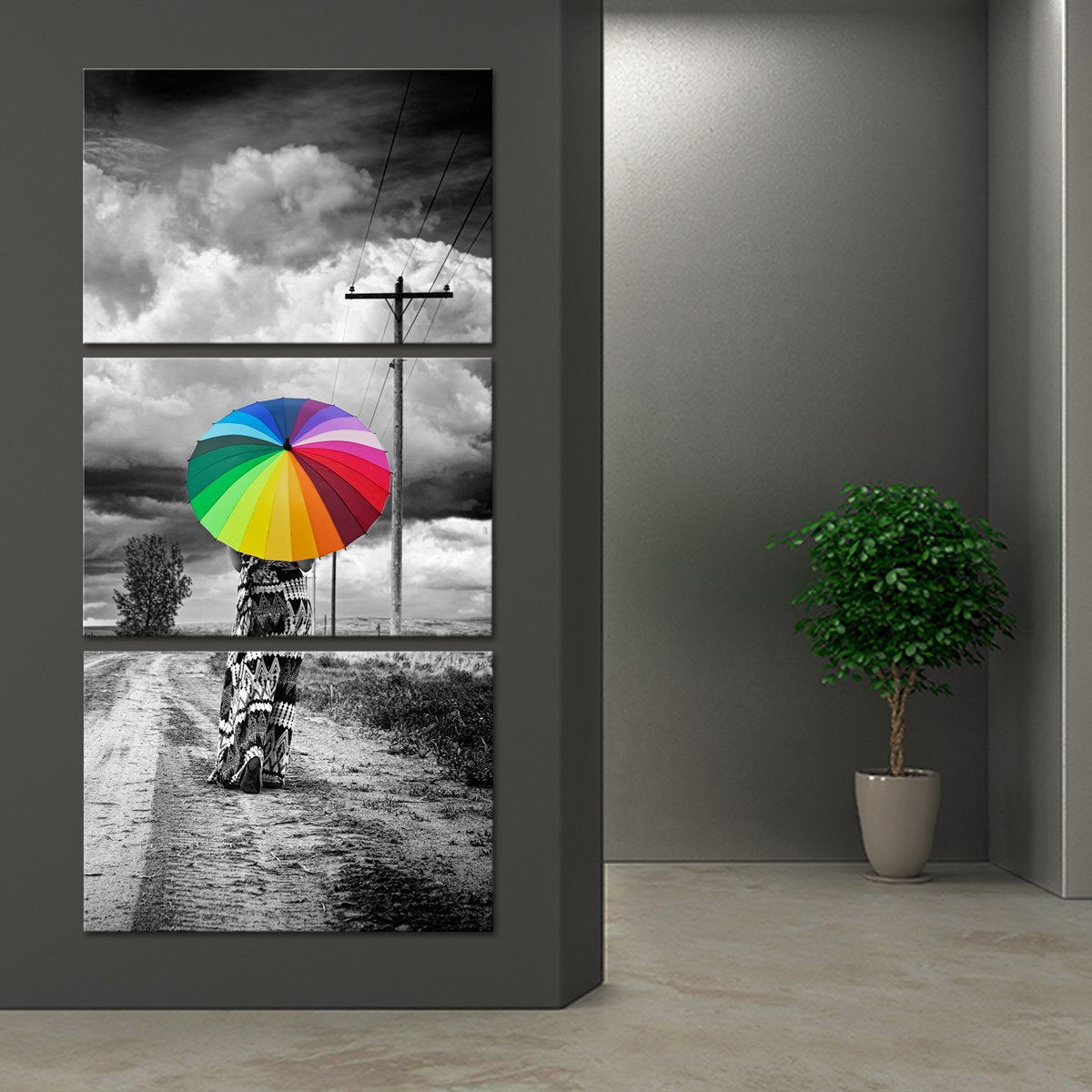 Bright Umbrella Pop Multi Panel Canvas Wall Art