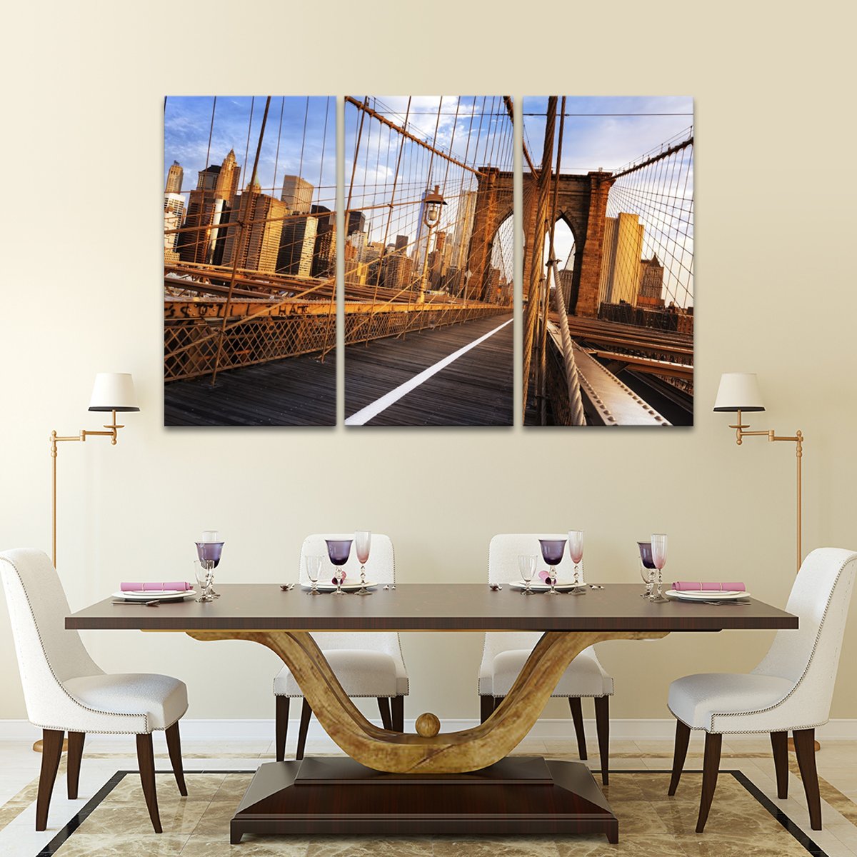 Brooklyn Bridge Sunrise Multi Panel Canvas Wall Art