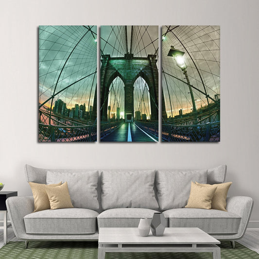 Brooklyn Bridge at Dusk Multi Panel Canvas Wall Art