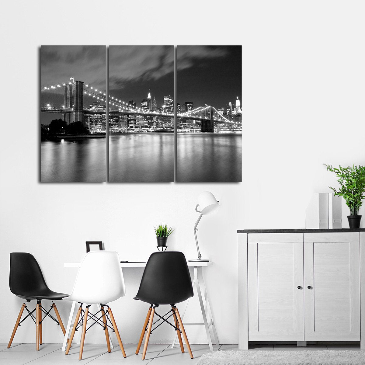 Brooklyn Bridge at Night Multi Panel Canvas Wall Art