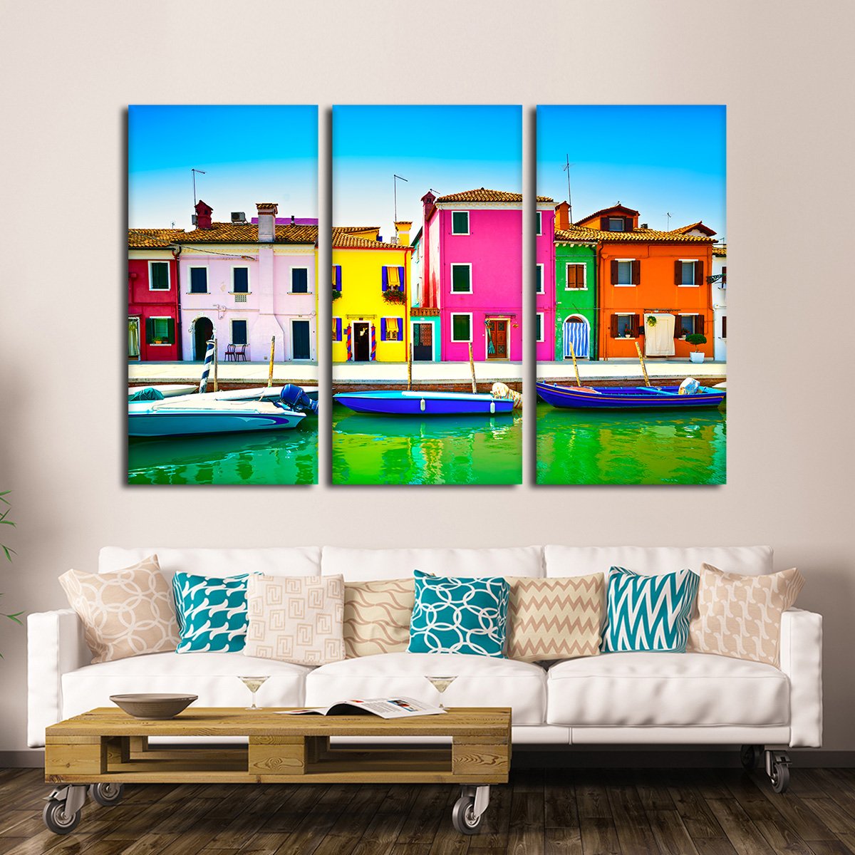 Burano Island Multi Panel Canvas Wall Art