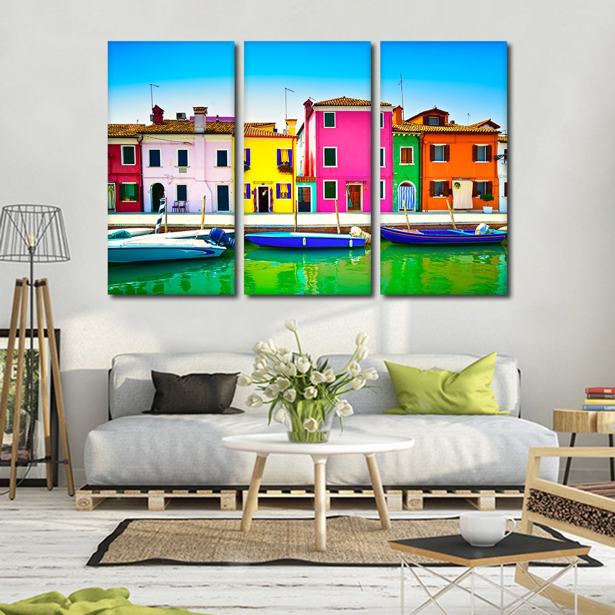 Burano Island Multi Panel Canvas Wall Art
