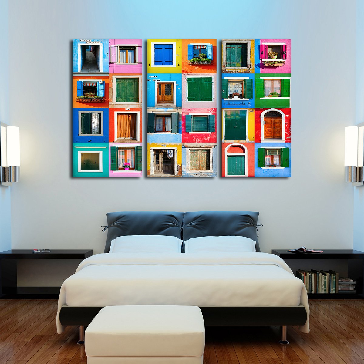 Burano Windows Multi Panel Canvas Wall Art