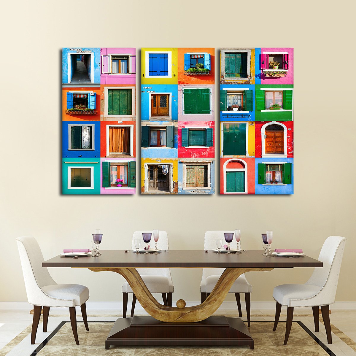 Burano Windows Multi Panel Canvas Wall Art
