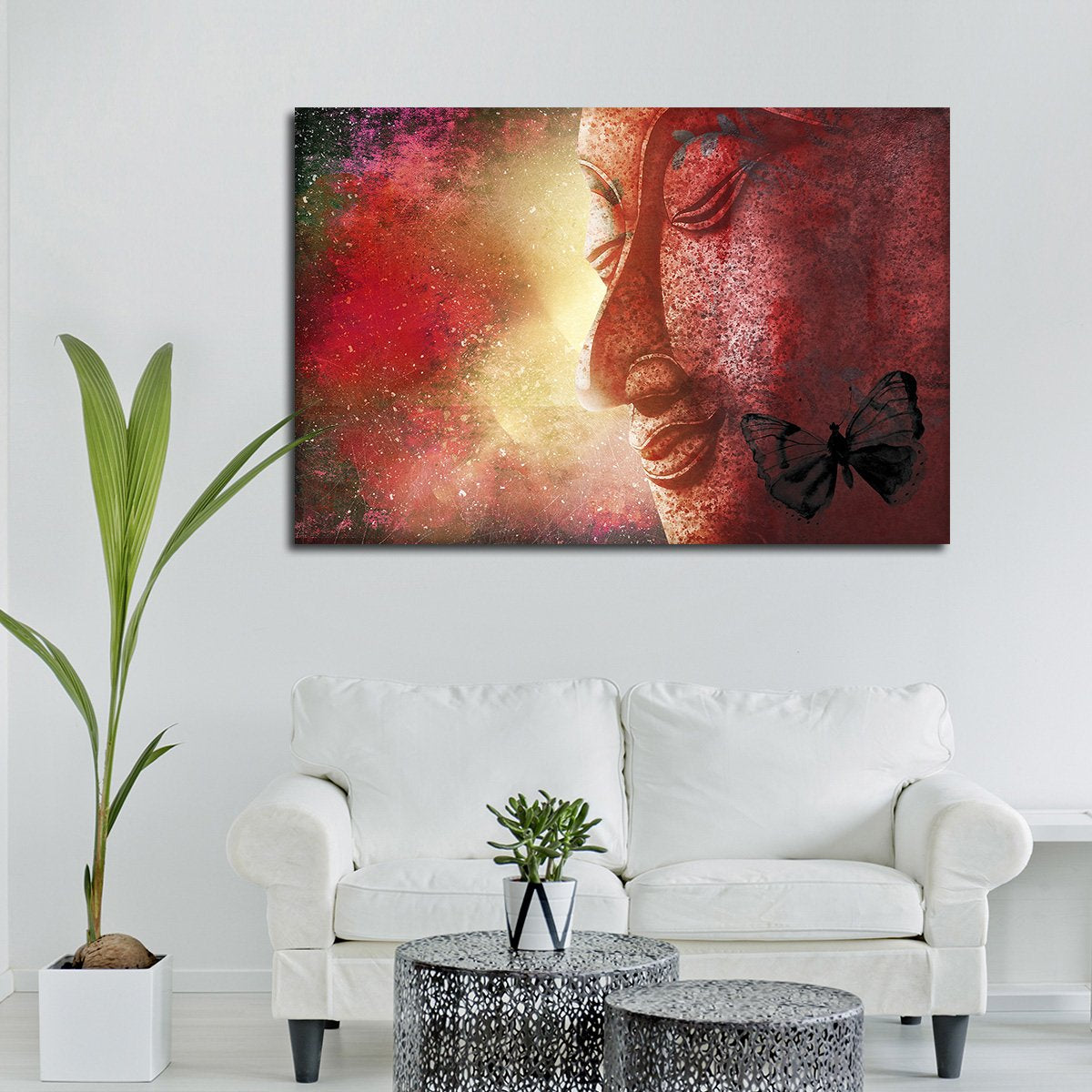 Butterfly Buddha Multi Panel Canvas Wall Art