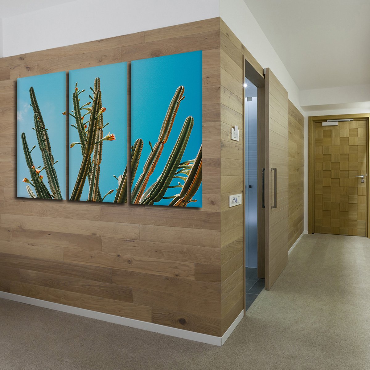 Cacti Against Blue Sky Multi Panel Canvas Wall Art
